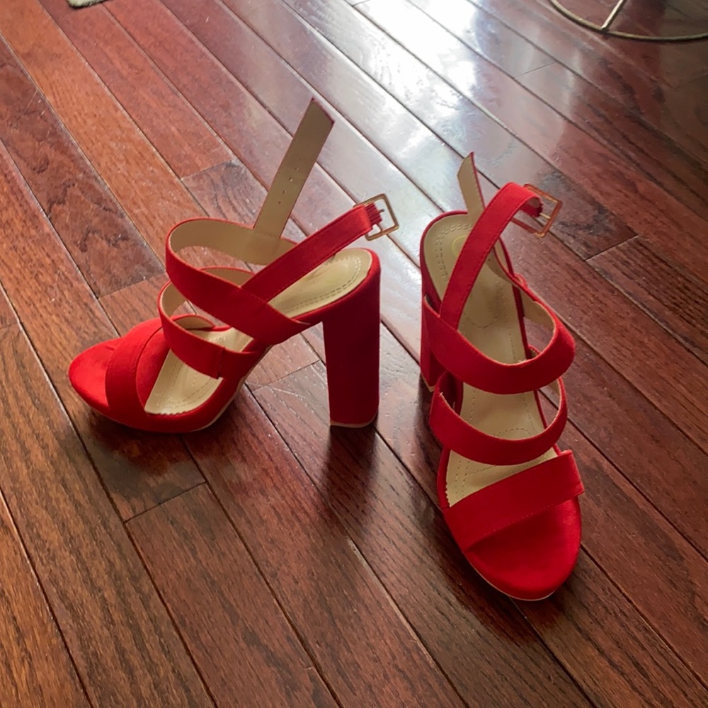 Red heeled strappy sandal